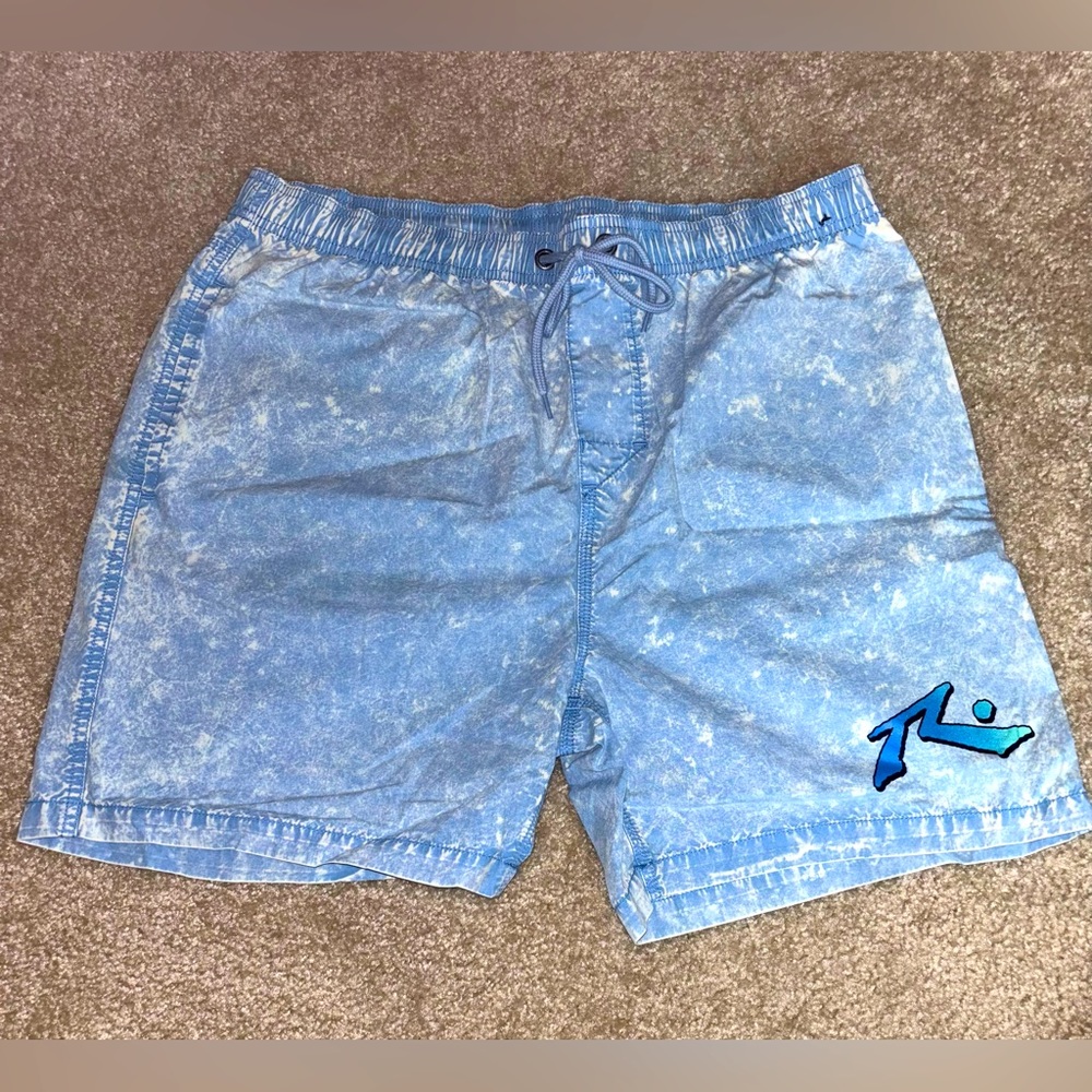 NEVER WORN; Rusty; Size 34 Light Blue Wash Board Shorts/Swim Trunks